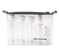 Juego de botellas de viaje Lifeventure, menos de 100 ml, recipientes de líquido de vuelo recargables (x6) con bolsa transparente. Organizador de viajes reutilizable perfecto para la seguridad del check-in