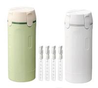 Juego de botellas dispensadoras de viaje 4 en 1, envase de aseo rellenable a prueba de derrames para uso familiar en el baño, botella de almacenamiento de múltiples líquidos con etiquetas para champú