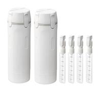 Juego de botellas dispensadoras de viaje 4 en 1, envase de aseo rellenable a prueba de fugas para uso familiar en el baño, botella de almacenamiento de múltiples líquidos con etiquetas para champú