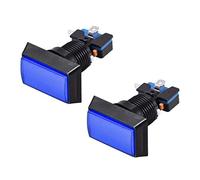 Juego de botón pulsador de 49 x 33 cm, rectangular, 12 V, LED, interruptor pulsador luminoso con microinterruptor para Arcade Juegos Vídeo Azul 2 unidades