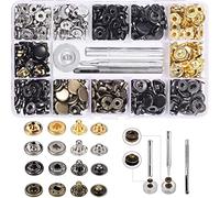 Juego de botones a presión con alicates, 120 botones a presión metálicos con herramienta de cierre para apretar, ideal para reparación de ropa y costura (4 colores, 12,5 mm)
