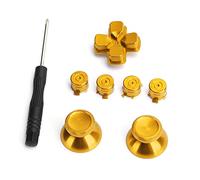 Juego de Botones de Aleación de Aluminio Y Metal para PS4 Controlador, Botones de Bala ABXY + Agarre Analógico para el Pulgar + D-Pad Cromado para PS4, Reemplazo de Joystick para PS4(Dorado)