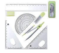 Juego de bousson genérico - juego de geometría, kit de geometría para artistas y estudiantes | Conjunto de geometría con caja de almacenamiento escolar, orador y conjunto de brújula