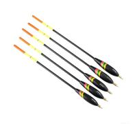 Juego de boya vertical de madera con puntas fluorescentes para tubos de pesca gruesos, material de abeto Barguzinsky, resistente al agua y diseño ligero, cinco piezas incluidas, color negro