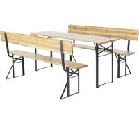 Juego de brasserie de madera para jardín "lisboa" con respaldo - 180 cm - marrón