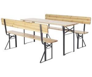 Juego de brasserie de madera para jardín "lisboa" con respaldo - 180 cm - marrón
