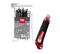 Juego de bridas para cables TOX Clip (300 piezas) + cúter, bridas para cables en 3 tamaños con 100 unidades cada uno, 2,5 x 100/140/200 mm + 1 cúter con carcasa de ABS y 2 cuchillas, 09990918