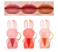 Juego de brillo de labios mate, juego de 3 colores de lápiz labial mate, 2 en 1 llavero, lápiz labial, resistente al agua de larga duración, regalos para mujeres y niñas