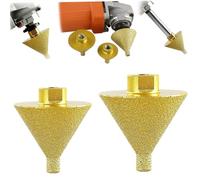 Juego de broca de perforación de camisón, broca de chaflán biselante de diamante de 2 piezas para molinillos de ángulo resistentes 38 mm y 50 mm Conjunto de brote de taladro forma de taladro de diama