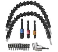 Juego de Broca Flexible Adaptador Angular de 105 Grados | Goma ABS y Acero, Eje Suave de Manejo Sencillo, para Taladro y Atornillador de Impacto