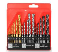 Juego de brocas 3 en 1 HSS para taladro helicoidal/taladro de mampostería/punta de clavo, brocas mixtas de madera con caja duradera, herramienta de trabajo de madera para metal/pared de