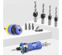 Juego de brocas avellanadas con anillo de control de profundidad ajustable para perforación precisa y protección en proyectos de madera (azul)