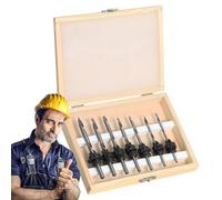 Juego de brocas avellanadas - Herramientas para tornillos de acero en carpintería - Juego de 7 brocas para madera, para construcción de muebles, reparación de casa, construcción de terrazas y