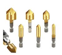 Juego de brocas avellanadas intercambiables, 6-19 mm, 90 grados, 5 filos, reparación de muebles, para profesionales, carpinteros, constructores de muebles y trabajos de renovación del hogar