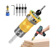 Juego de brocas avellanadoras - Acero 7 piezas de tope de profundidad ajustable | Cambio rápido Carpintería Curso de perforación con llave de almacenamiento para madera contrachapada de aluminio