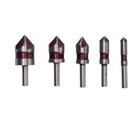 Juego de brocas avellanadoras de acero de alta velocidad de 5 flautas Herramientas de perforación de biselado suave Carpintería Plástico Acrílico Cobre Aleación de aluminio 1/4