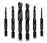 Juego de brocas combinadas y rosca M3-1.5 con revestimiento negro antioxidante, vástago hexagonal 6 mm y estuche