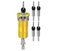 Juego de brocas Countersink - With Depth Limiter 4-Flute Repair Tools, High Speed Steel with Adjustable Collar, Clean Finish Cutters, Stress Reliever Precision, Drill Set for Cabinet and Deck