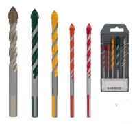 Juego de brocas de aleación de 5 piezas con diseño de eje triangular para un agarre fuerte en portabrocas cuando se trabaja para azulejos, hormigón o paredes de ladrillo