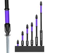 Juego de brocas de destornillador magnético de 6 piezas | Kit de controlador de impacto pesado | Bits de ranura cruzada a prueba de golpes con magnetismo fuerte, para taladro eléctrico duradero