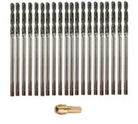 Juego de brocas de diamantes de 2 mm, 20 piezas compatible con Dremel Collet incluido, joyería de punta torcida, conchas de cristal de mar, piedras preciosas, collar, artes artesanías