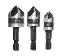 Juego de brocas de lamaje | Juego de 3 para trabajo preciso de madera, brocas biseladoras de cola hexagonal, para carpinteros, carpinteros, fabricación de muebles y trabajos de