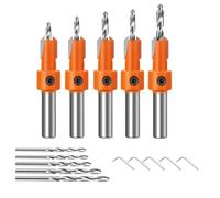 Juego de brocas de madera avellanador, 10 piezas taladro con avellanador, barra 8 mm tope profundidad, para trabajar la madera, plástico