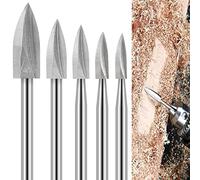 Juego de Brocas de Madera para Dremel Herramienta Rotativa, 5 Piezas de Brocas de Tallado para Dremel Accesorios con Vástago de 1/8” para Bricolaje, Carpintería, Tallado, Perforación, Rectificación