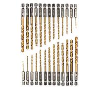 Juego de brocas de titanio de vástago hexagonal 26 piezas, brocas de acero de alta velocidad, acero de alta velocidad de 1,5-6,5 mm, juego de brocas HSS con revestimiento de titanio