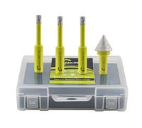Juego de Brocas Diamante 4piezas - 3piezas 6/6/6mm Sierra Perforadora+1pieza 20mm Broca de Chaflán con Vástago Triangular para Cerámica Porcelánico Mármol Granito SANLEETEK