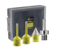Juego de Brocas Diamante 4piezas - 6/6mm Sierra Perforadora+1pieza 20mm Broca de Chaflán+1pieza Hexagonal Adaptador Cerámica Porcelánico Mármol Granito M14 Rosca SANLEETEK