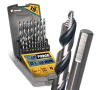 Juego de brocas en espiral Step Force de 19 piezas Ø1-10 mm - HSS-G DIN 338 para acero, acero de construcción, aluminio, metales no ferrosos AMBOSS WERKZEUGE® Brocas para chapas, perfiles - Hexagonal