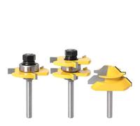 Juego de brocas enrutadoras de lengüeta y ranura con fresa de extremo de inglete de bloqueo de 45 grados, herramienta de fresado(6.35mm)