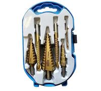 Juego de brocas escalonadas (6 piezas, titanio, HSS-TIN)