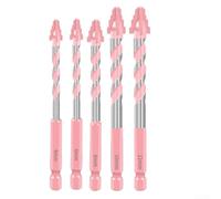 Juego de brocas excéntricas de cuatro flautas para perforación de vidrio y azulejos con construcción de carburo, adecuado para mármol, hormigón, granito, madera, piedra de cuarzo y plástico (5 piezas)