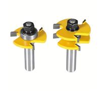 Juego de brocas for enrutador con ranura en T de 3 dientes con vástago de 2 piezas de 1/4 "/8 mm/1/2" - Cortador de lengüeta y ranura for pisos de madera/carpintería de paneles (6mm)