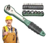 Juego de brocas genérico, 17 bits de controlador, ergonómico anti-Slip Grip, Effort-Saving Two-Way Portable Wrench, ideal para dispositivo, HVAC, Aviation and Maintenance Work