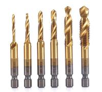 Juego de brocas HSS Combi de 1/4 pulgadas, tornillo Fixinus hexagonal, avellanador, herramientas de taladro, broca de acero inoxidable M3, M4, M5, M6, M8, M10