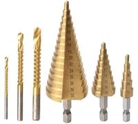 Juego de brocas, juego de brocas de cobalto, 6 unids/set de brocas escalonadas de alta velocidad, juego de brocas de sierra de repuesto, herramientas profesionales for cortar agujeros de carpintería
