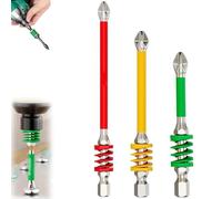 Juego de brocas magnéticas antideslizantes con resorte, 2025 New Strong Magnetic Durability Screwdriver Drill Bit Set, One Push to Eject Quickly for Cordless Drills and Hand Tools (3pcs)