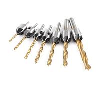 Juego de brocas para avellanador para madera, herramienta para taladrar, vástago redondo con llave hexagonal, acero al carbono resistente para biselar, desbarbar, avellanar - 10 tamaños (set