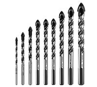 Juego de Brocas para Azulejos, 9PCS Set de Brocas Punta de Carburo de Tungsteno(3/4/5/6/6/6/8/10/12mm), Adecuado Para Azulejos de Acero Al Carbono, Madera,Vidrio, Porcelana, Hormigón Plástico