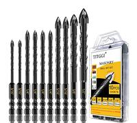 Juego de Brocas para Azulejos y Albañilería, Juego de Brocas Profesionales para Hormigón (10PCS) para Porcelana/Glass/Brick/Cemento/Madera/Etc, Punta de Broca Industrial de Carburo en Cruz.