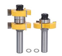 Juego de Brocas para Enrutador de Lengüeta y Ranura, 2 uds., Vástago de 1/2 Pulgadas, 3 Dientes, 2 Rodamientos, Enrutadores en Forma de T Ajustables para Brocas de Enrutador de