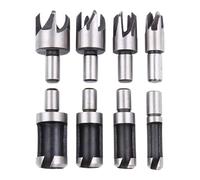 Juego de brocas para madera - Brocas para biselado, cortador de tacos para madera blanda | Brocas cónicas y rectas de precisión de acero con alto contenido de carbono