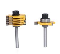 Juego de brocas para router con ranuradora, 2 piezas, vástago de 1/4 de pulgada, 3 alas ajustables con 6 anchos de corte de hasta 1/4 de pulgada, para máquinas de fresado CNC de ca