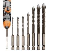 Juego de brocas para taladro de destornillador - 7 puntas atornilladoras | Herramientas de acero al tungsteno antideslizantes para electricistas, carpinteros y construcción