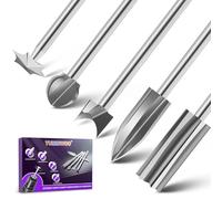 Juego de brocas para tallado de madera, 5 brocas de grabado de madera diferentes, vástago de 1/8 pulgadas compatible con herramientas giratorias Dremel, adecuado para tallado de carpintería, agujero