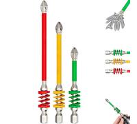 Juego de brocas Phillips magnéticas antideslizantes con resorte, 2025 New Strong Magnetic Durability Screwdriver Drill Bits, One Push to Eject Quickly, No More Slipping of Saw Teeth (3 unidades)