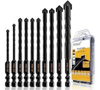 Juego de brocas profesionales para piedra (10 unidades) para hormigón, vidrio, ladrillo, cemento, baldosas, madera, etc., punta de carburo de grado industrial 5/32"-1/2"